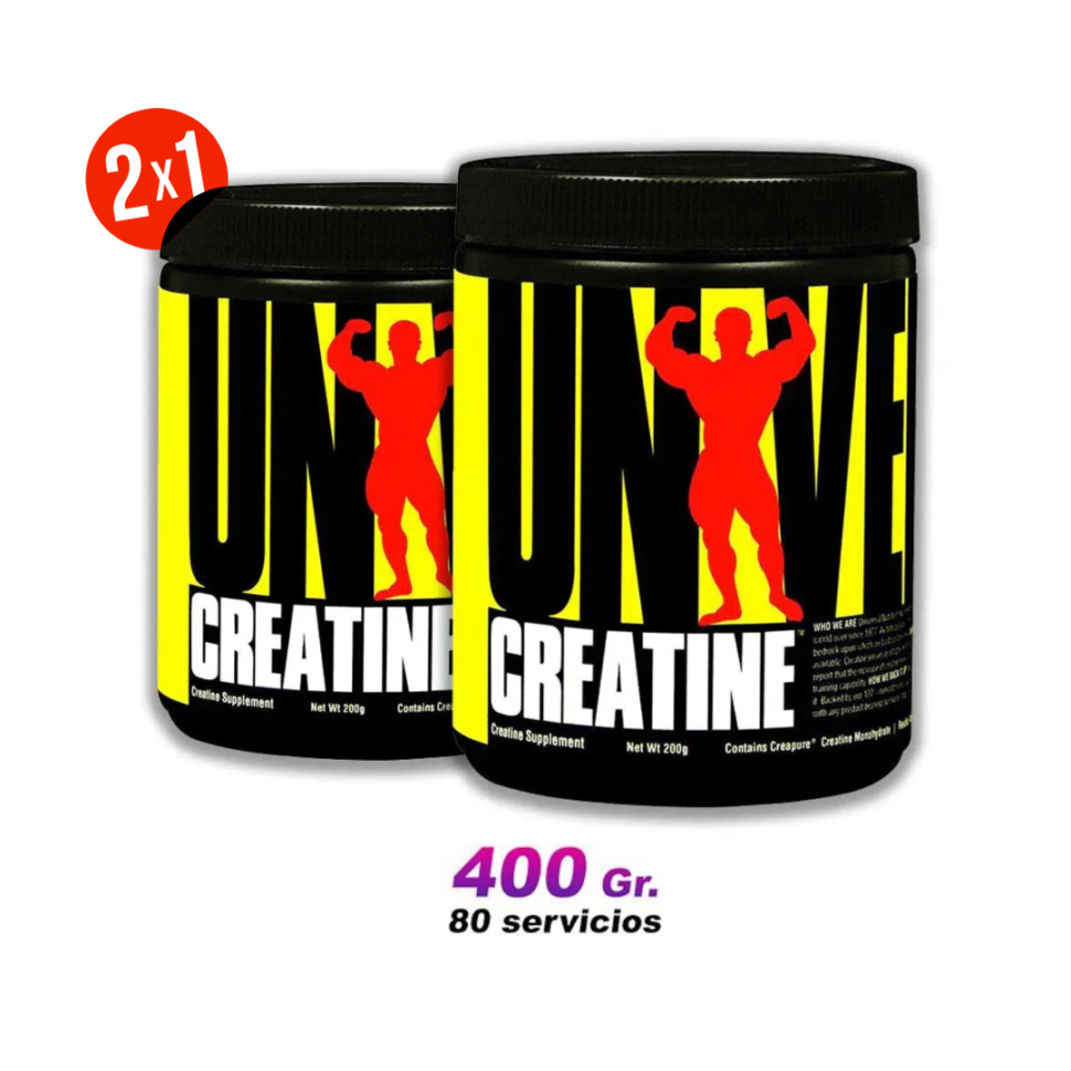 CREATINA MONOHIDRATADA UNIVERSAL 200 GR + 200 GR