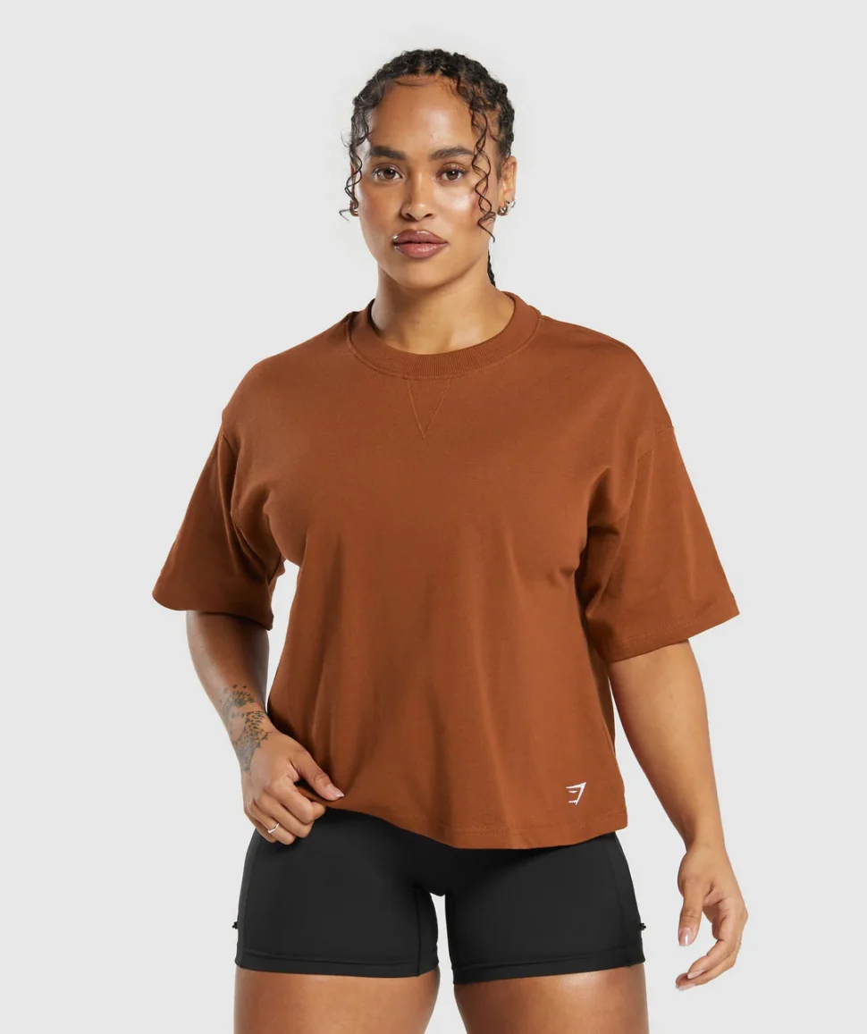 HEAVYWEIGHT COTTON TSHIRT MARRON GYMSHARK