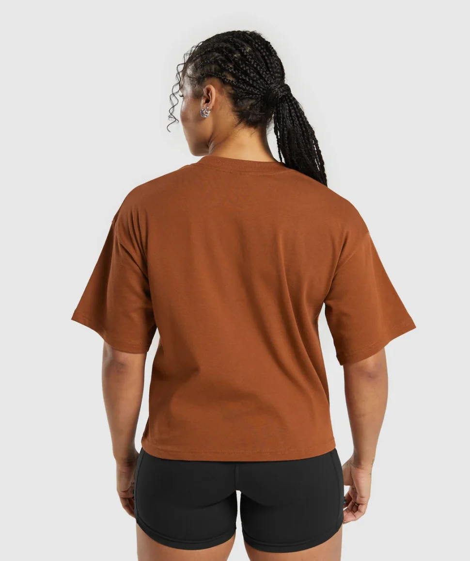 HEAVYWEIGHT COTTON TSHIRT MARRON GYMSHARK - Imagen 3